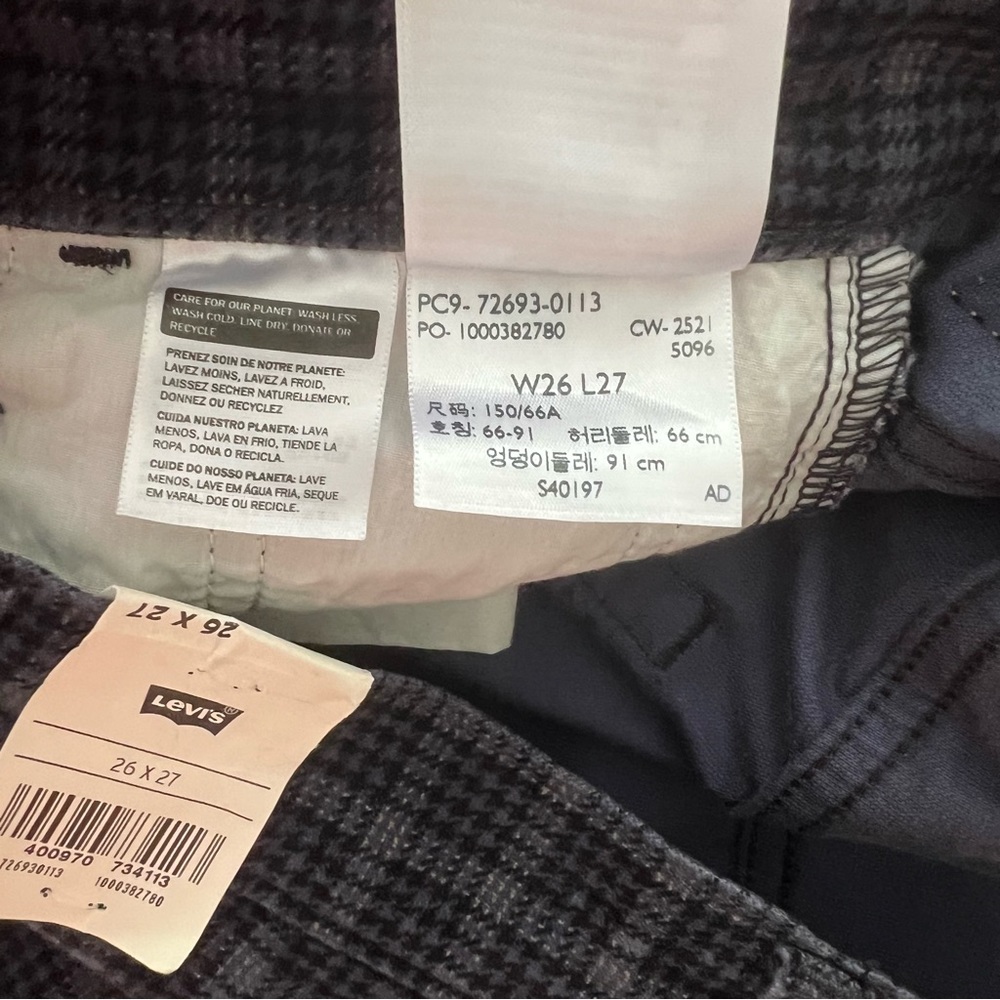 LEVIS Ribcage Straight High Rise Ankle Plaid Pants  women's size 26 - Picture 5 of 5